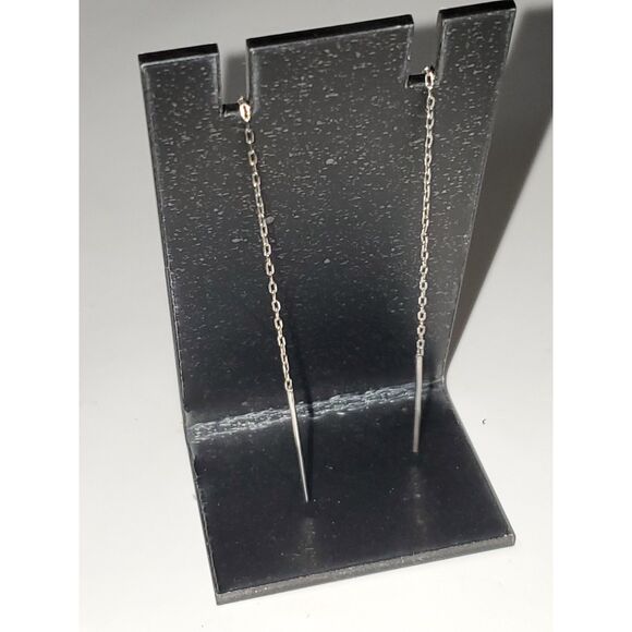 Crystal Dangle Drop Earrings Threader Chain AB Coated Glass Evening Elegant - Picture 5 of 7